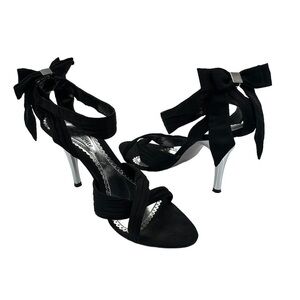 Torta Caliente Black Criss Cross Heeled Sandals Size 11 Women's